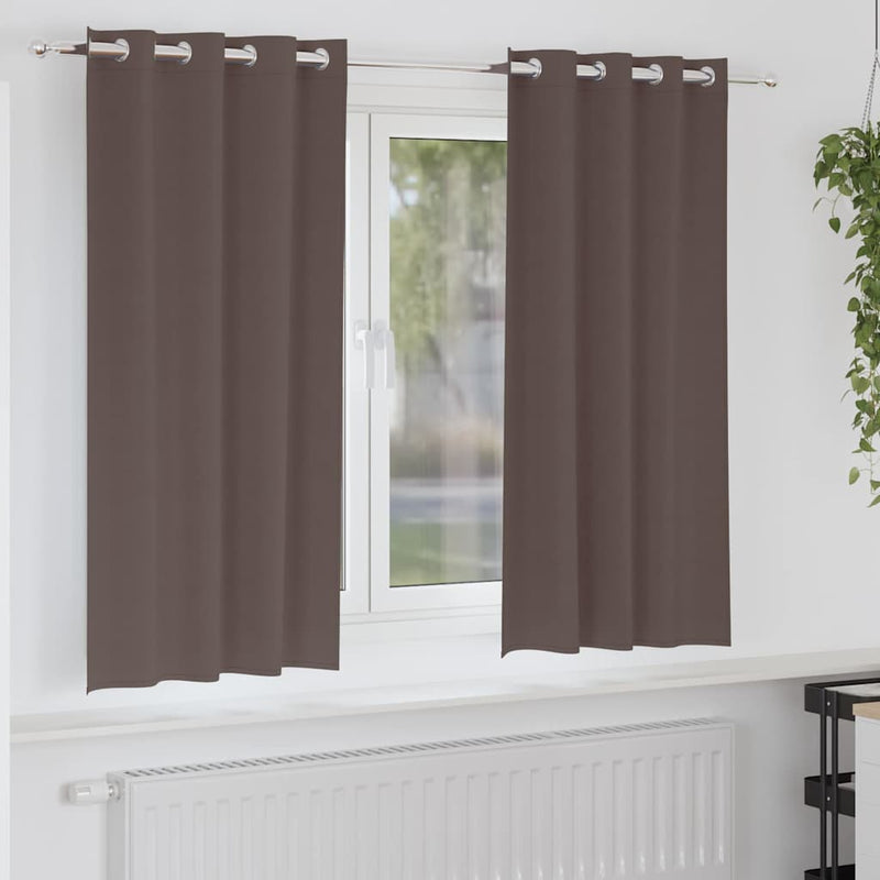 Load image into Gallery viewer, Vidaxl zwart-out gordijnen met ringen 2 pcs donkerbruin 175 x 140 cm
