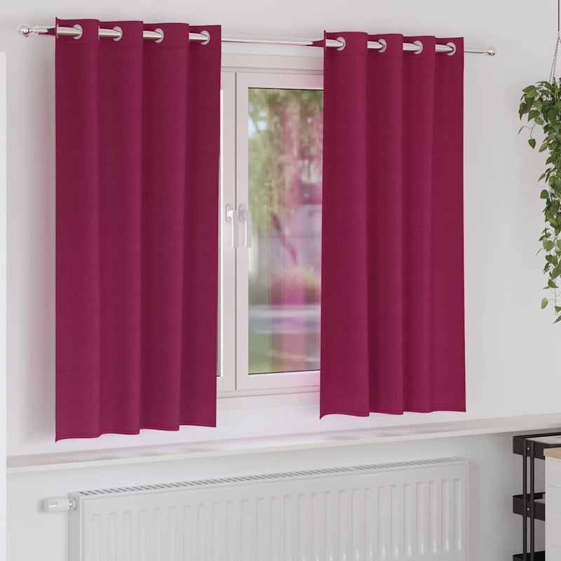 Load image into Gallery viewer, Vidaxl zwart-out gordijnen met ringen 2 pcs wijnrood 175 x 140 cm
