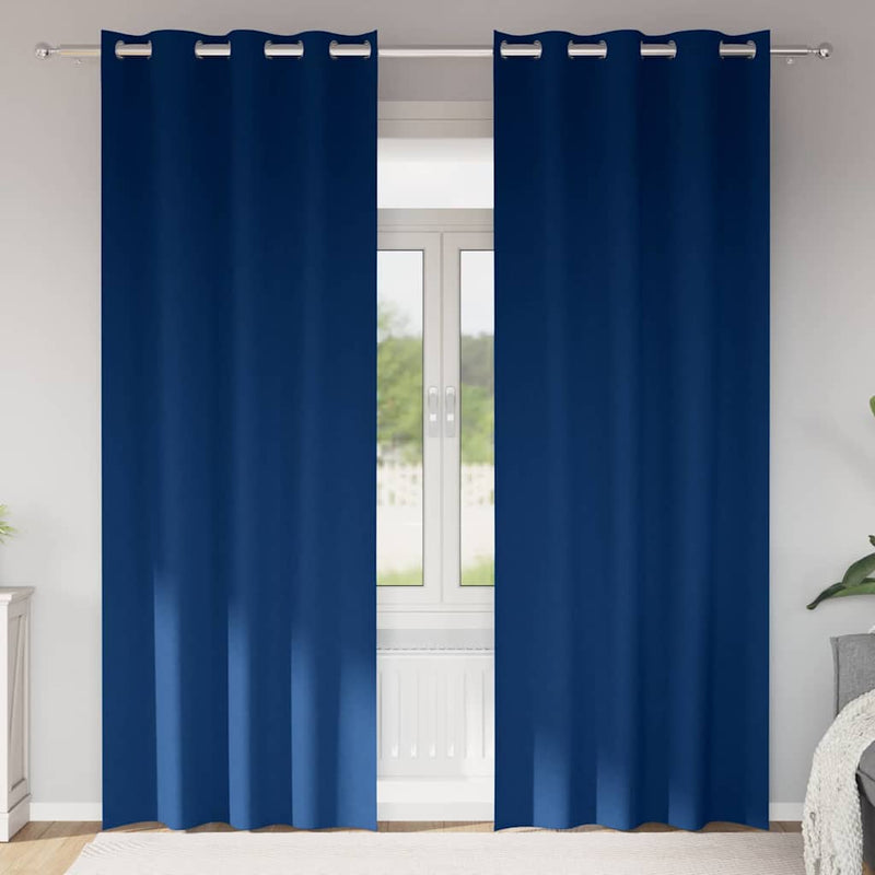 Load image into Gallery viewer, Vidaxl zwart-out gordijnen met ringen 2 pcs donkerblauw 260 x 140 cm

