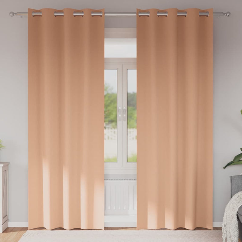 Load image into Gallery viewer, Vidaxl zwart-out gordijnen met ringen 2 pcs licht bruin 245 x 140 cm
