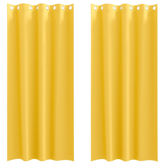 Vidaxl zwart-out gordijnen met ringen 2 pcs mosterdgeel 245 x 140 cm