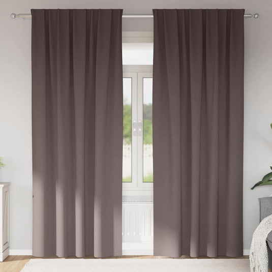 Vidaxl zwart-out gordijnen met ringen 2 pcs donkerbruin 260 x 140 cm