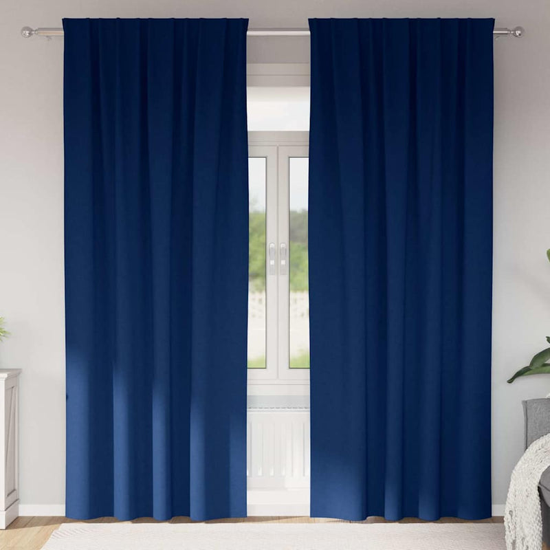 Load image into Gallery viewer, Vidaxl zwart-out gordijnen met ringen 2 pcs donkerblauw 260 x 140 cm
