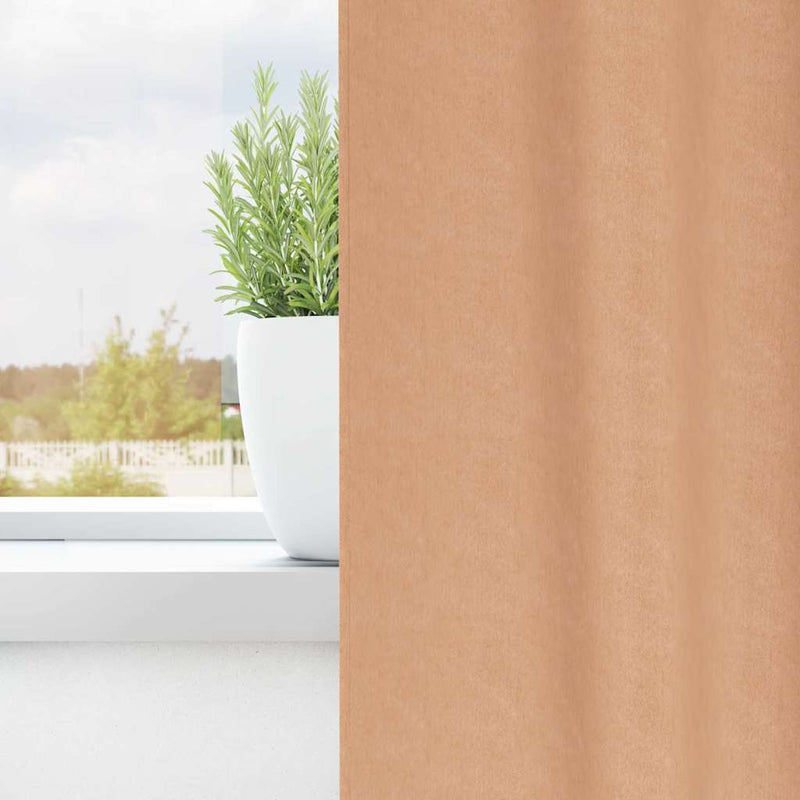 Load image into Gallery viewer, Vidaxl zwart-out gordijnen met ringen 2 pcs licht bruin 245 x 140 cm
