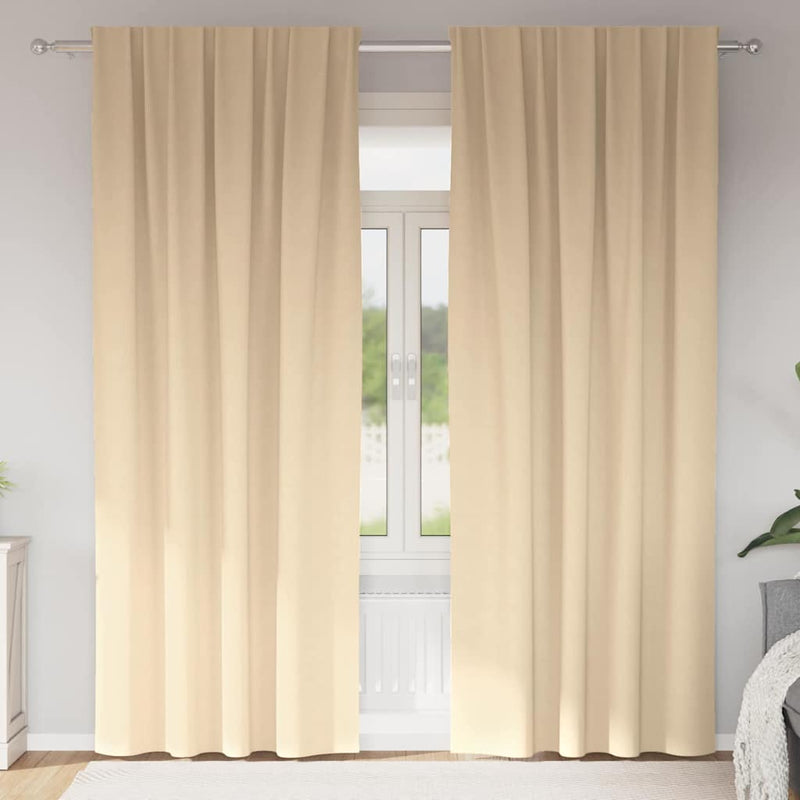 Load image into Gallery viewer, Vidaxl zwart-out gordijnen met ringen 2 pcs crème 225 x 140 cm
