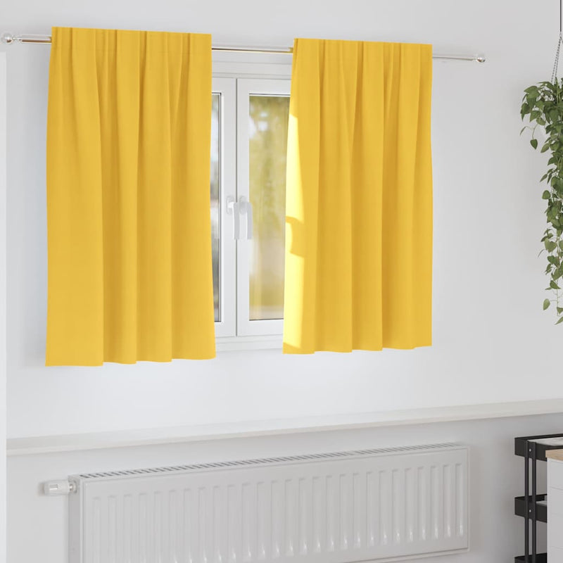 Load image into Gallery viewer, Vidaxl zwart-out gordijnen met ringen 2 pcs mosterdgeel 140 x 140 cm
