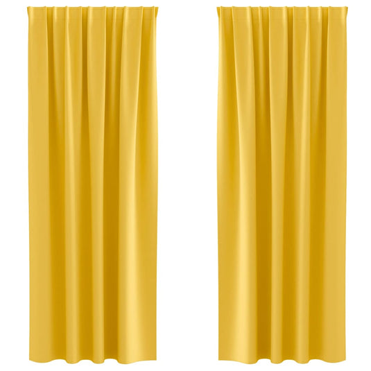 Vidaxl zwart-out gordijnen met ringen 2 pcs mosterdgeel 225 x 140 cm