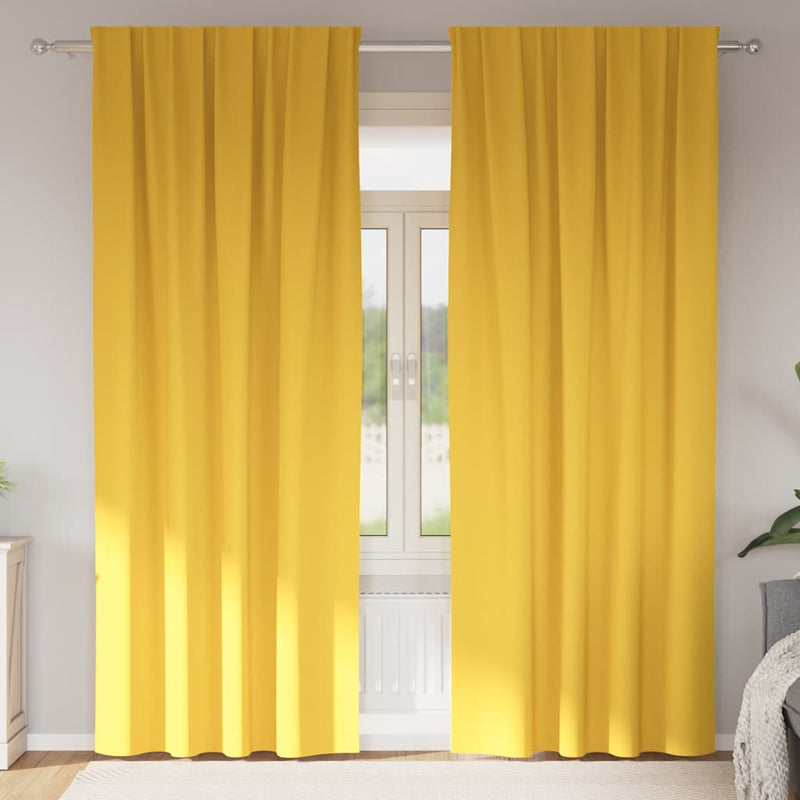 Load image into Gallery viewer, Vidaxl zwart-out gordijnen met ringen 2 pcs mosterdgeel 260 x 140 cm
