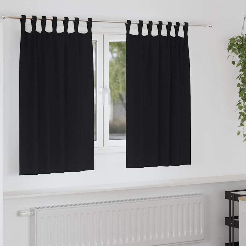 Load image into Gallery viewer, Vidaxl zwart-out gordijnen met ringen 2 pcs zwart 140 x 140 cm
