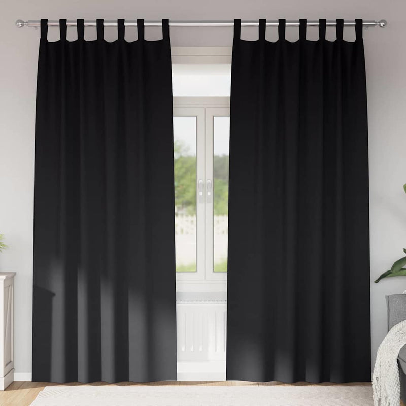 Load image into Gallery viewer, Vidaxl zwart-out gordijnen met ringen 2 pcs zwart 225 x 140 cm
