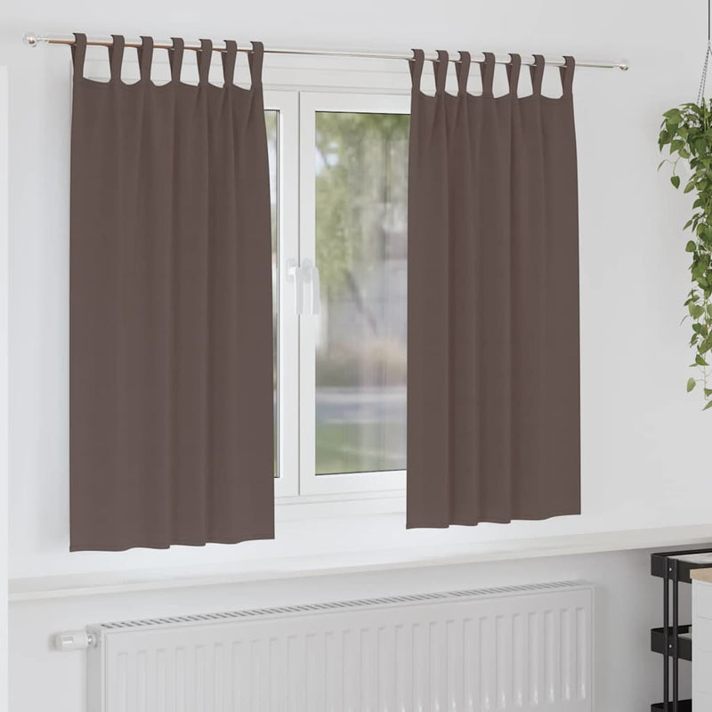 Load image into Gallery viewer, Vidaxl zwart-out gordijnen met ringen 2 pcs donkerbruin 175 x 140 cm
