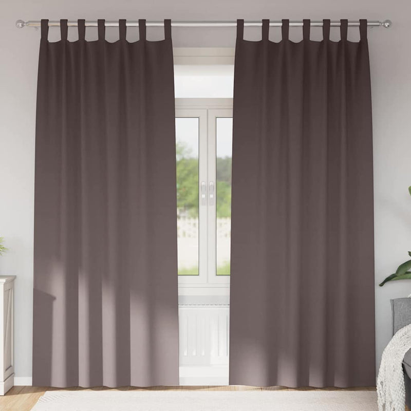 Load image into Gallery viewer, Vidaxl zwart-out gordijnen met ringen 2 pcs donkerbruin 260 x 140 cm
