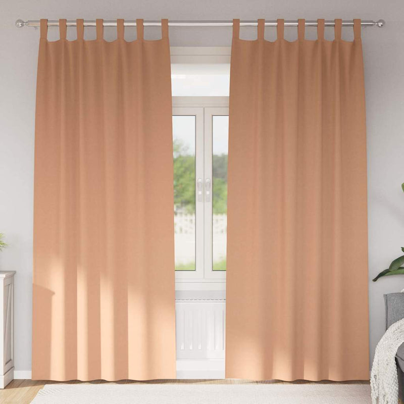 Load image into Gallery viewer, Vidaxl zwart-out gordijnen met ringen 2 pcs licht bruin 245 x 140 cm
