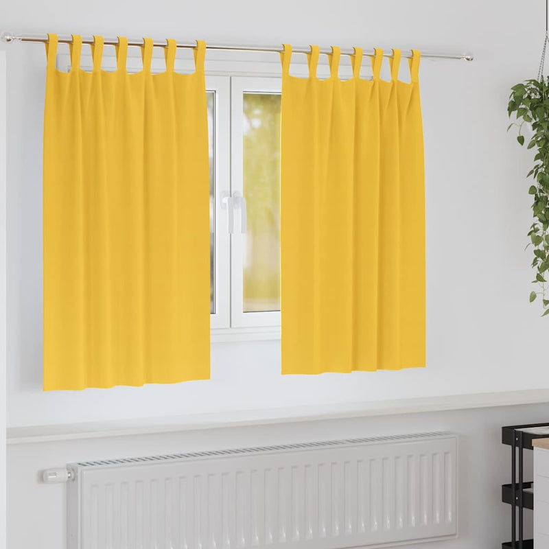 Load image into Gallery viewer, Vidaxl zwart-out gordijnen met ringen 2 pcs mosterdgeel 140 x 140 cm
