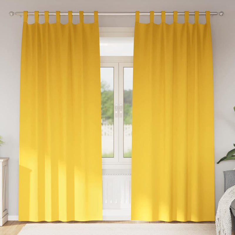 Load image into Gallery viewer, Vidaxl zwart-out gordijnen met ringen 2 pcs mosterdgeel 225 x 140 cm
