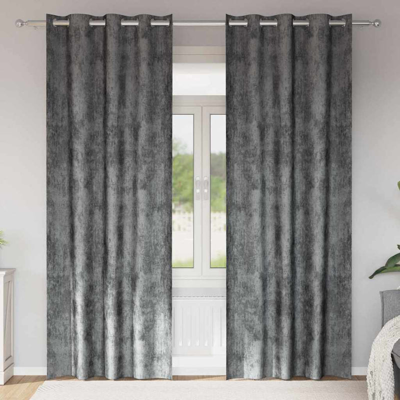 Load image into Gallery viewer, Vidaxl velvet gordijnen met gordijnen 2 pcs grijs 225 x 140 cm fluweel
