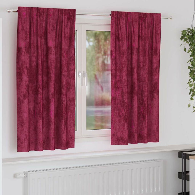 Load image into Gallery viewer, Vidaxl velvet gordijnen 2 pcs wijnrood 175 x 140 cm fluweel
