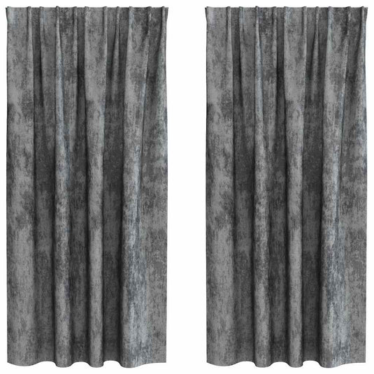 Vidaxl velvet gordijnen met gordijnen 2 pcs grijs 175 x 140 cm fluweel