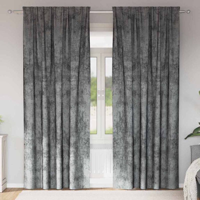 Load image into Gallery viewer, Vidaxl velvet gordijnen met gordijnen 2 pcs grijs 225 x 140 cm fluweel
