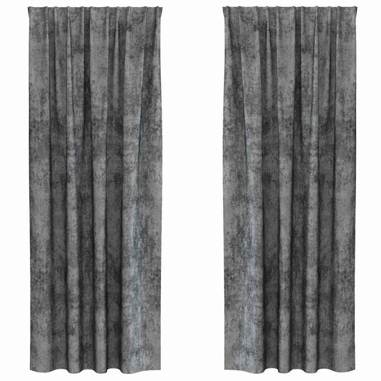 Vidaxl velvet gordijnen met gordijnen 2 pcs grijs 245 x 140 cm fluweel