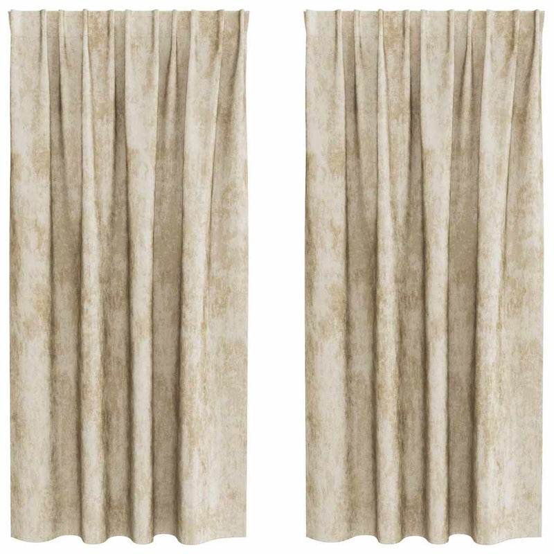 Load image into Gallery viewer, Vidaxl velvet gordijnen met gordijnen 2 pcs crème 175 x 140 cm fluweel
