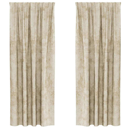 Vidaxl velvet gordijnen met gordijnen 2 pcs crème 245 x 140 cm fluweel