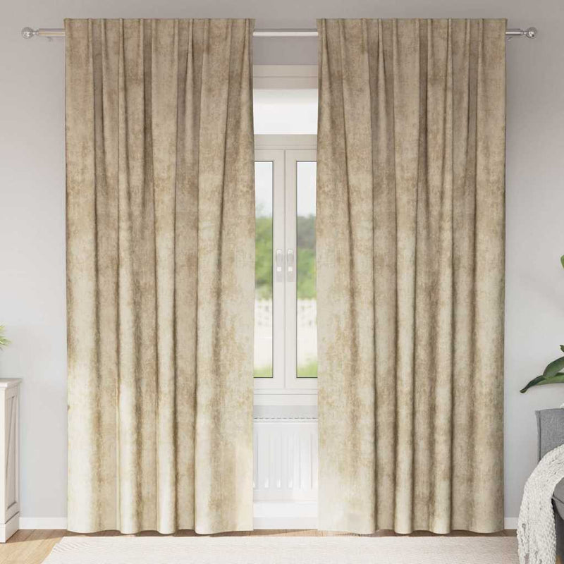 Load image into Gallery viewer, Vidaxl velvet gordijnen met gordijnen 2 pcs crème 260 x 140 cm fluweel
