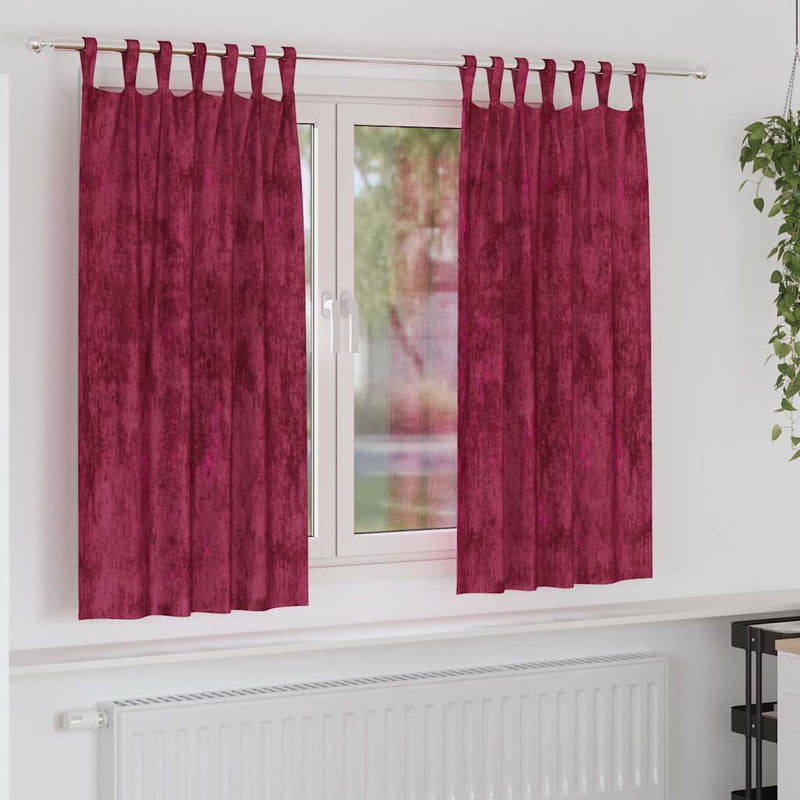 Load image into Gallery viewer, Vidaxl velvet gordijnen 2 pcs wijnrood 175 x 140 cm fluweel
