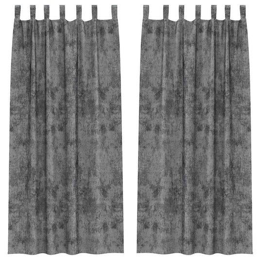Vidaxl velvet gordijnen met gordijnen 2 pcs grijs 225 x 140 cm fluweel