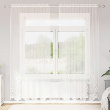 Vidaxl kantgordijn met gordijnen bloemen wit 200 x 150 cm polyester