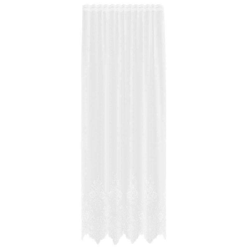 Load image into Gallery viewer, Vidaxl kantgordijn met gordijnen bloemen wit 260 x 150 cm polyester
