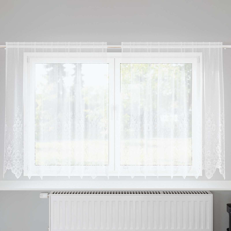 Load image into Gallery viewer, Vidaxl kantgordijn met gordijnen bloemen wit 140 x 200 cm polyester
