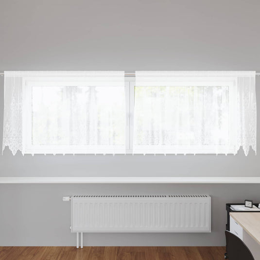 Vidaxl kantgordijn met gordijnen bloemen wit 120 x 300 cm polyester
