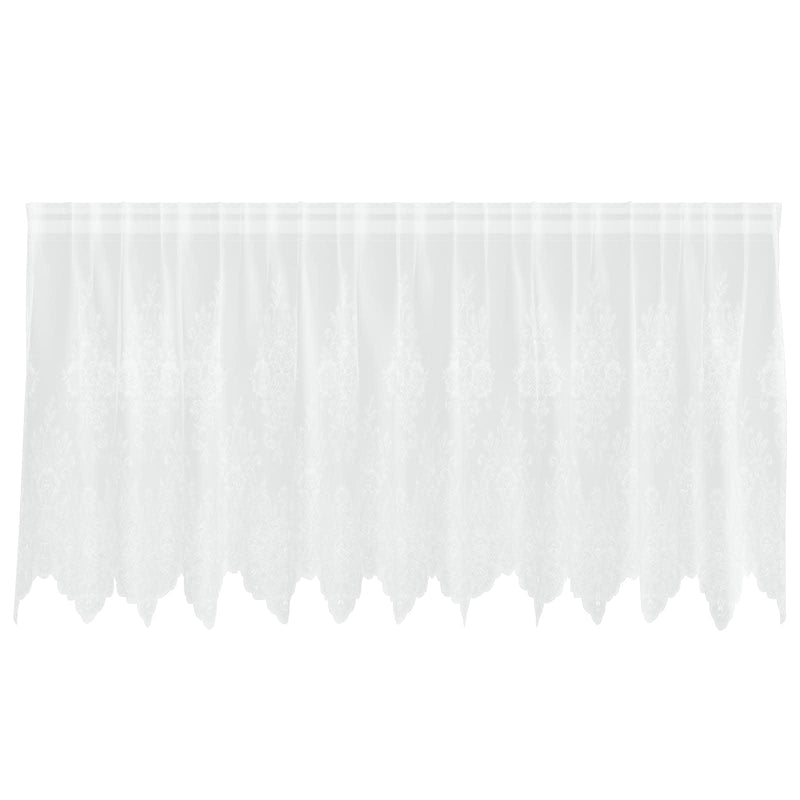 Load image into Gallery viewer, Vidaxl kantgordijn met gordijnen bloemen wit 120 x 300 cm polyester
