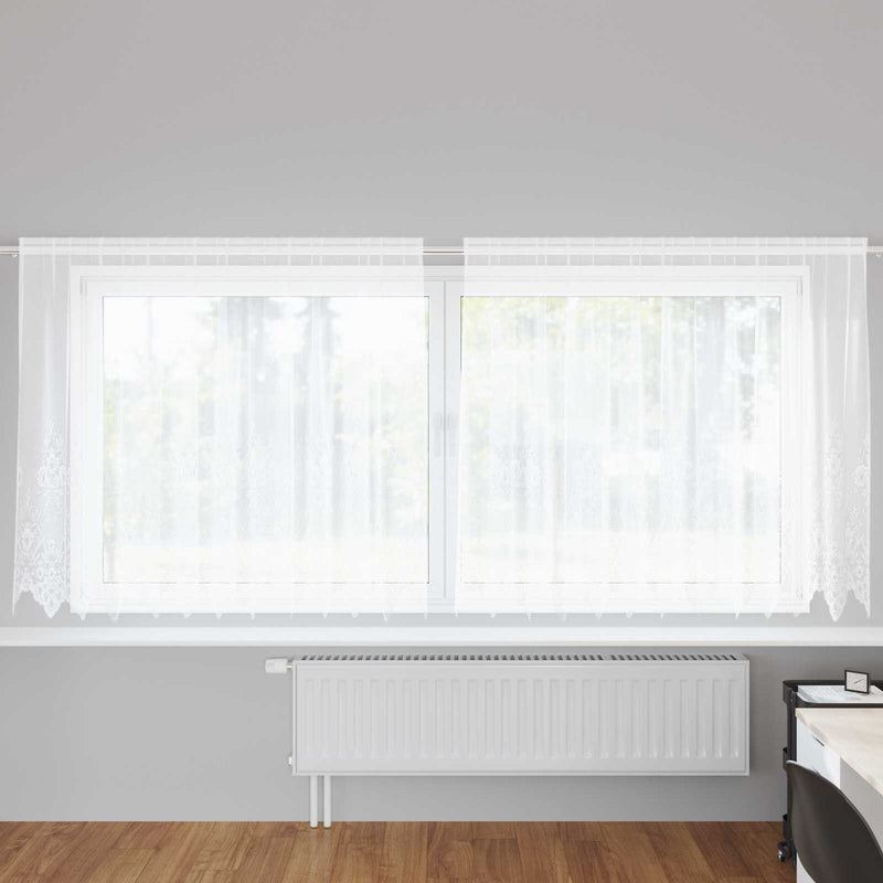 Load image into Gallery viewer, Vidaxl kantgordijn met gordijnen bloemen wit 160 x 300 cm polyester
