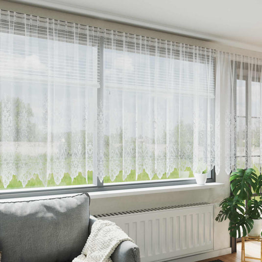 Vidaxl kantgordijn met gordijnen bloemen wit 160 x 400 cm polyester