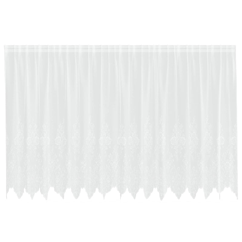 Load image into Gallery viewer, Vidaxl kantgordijn met gordijnen bloemen wit 160 x 400 cm polyester
