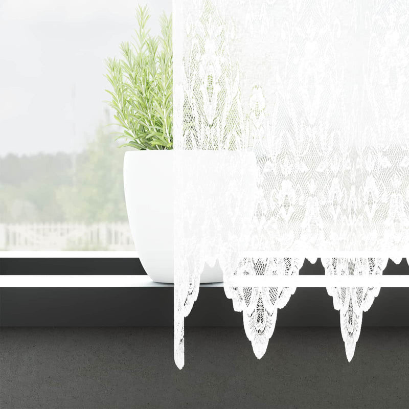 Load image into Gallery viewer, Vidaxl kantgordijn met gordijnen bloemen wit 300 x 400 cm polyester
