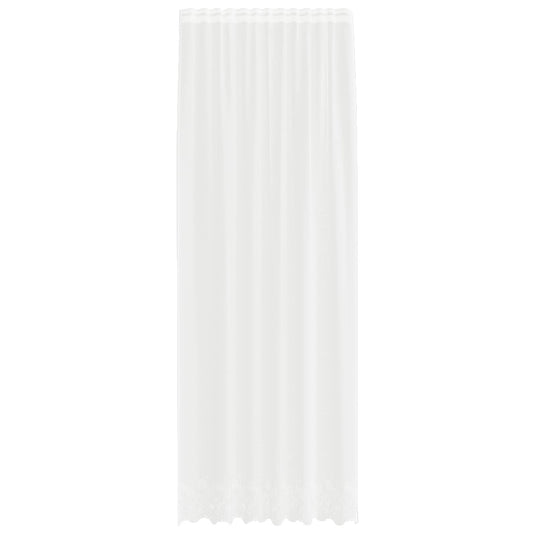 Vidaxl kantgordijn met gordijnen bloemen wit 260 x 150 cm polyester