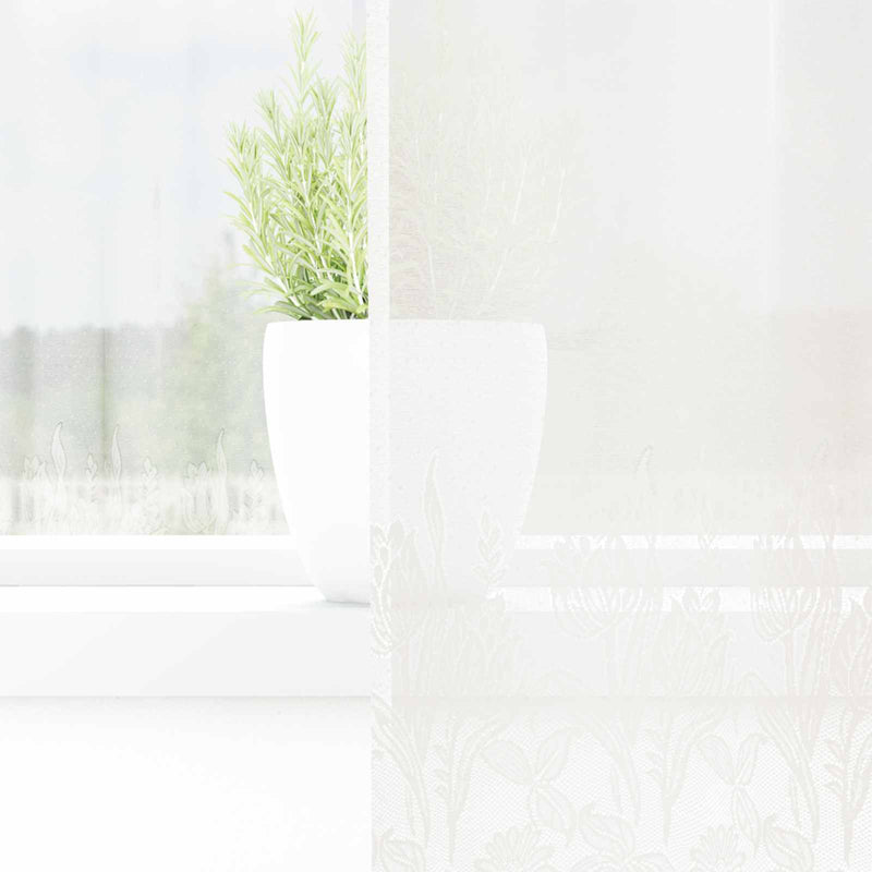 Load image into Gallery viewer, Vidaxl kantgordijn met gordijnen bloemen wit 80 x 300 cm polyester
