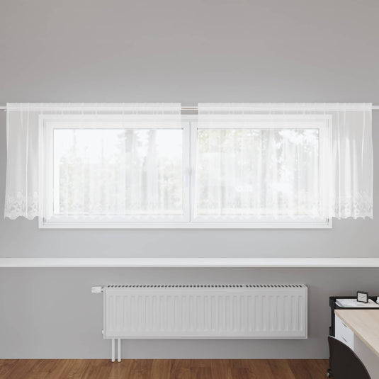 Vidaxl kantgordijn met gordijnen bloemen wit 80 x 300 cm polyester