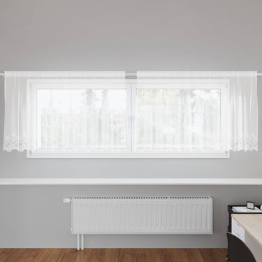 Vidaxl kantgordijn met gordijnen bloemen wit 120 x 300 cm polyester