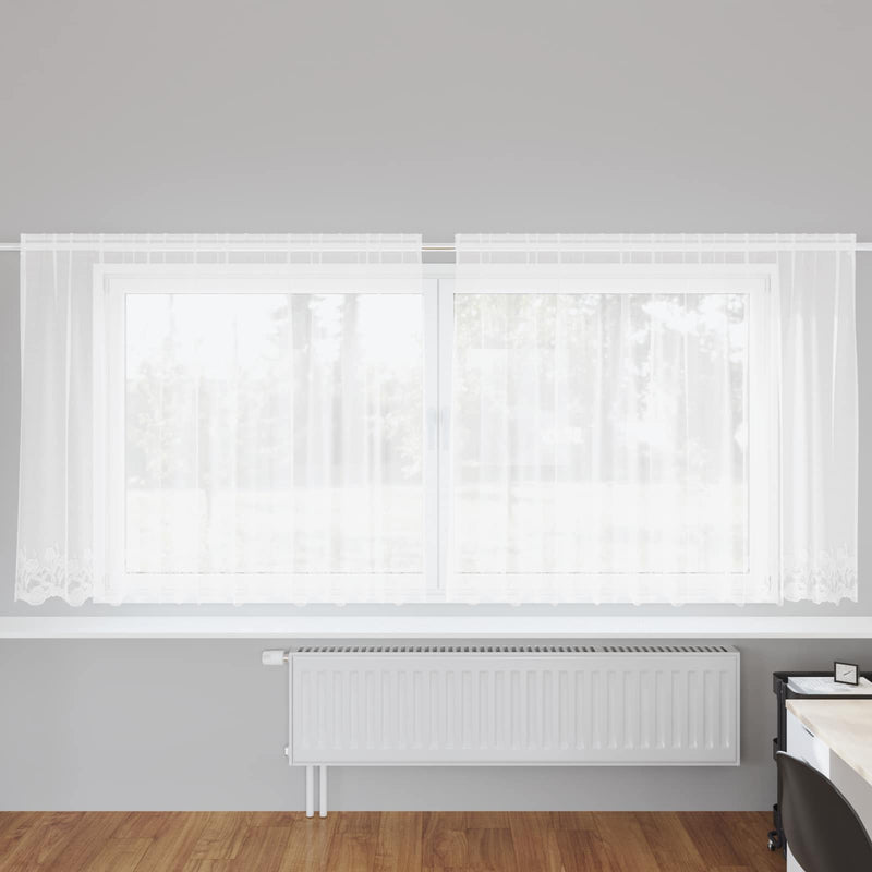 Load image into Gallery viewer, Vidaxl kantgordijn met gordijnen wit 300 x 140 cm polyester
