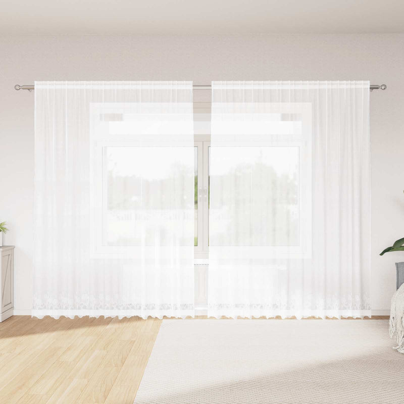 Load image into Gallery viewer, Vidaxl kantgordijn met gordijnen wit 300 x 245 cm polyester
