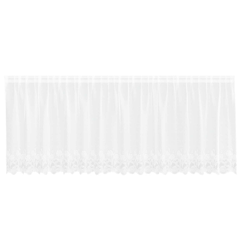 Load image into Gallery viewer, Vidaxl kantgordijn met gordijnen bloemen wit 100 x 400 cm polyester
