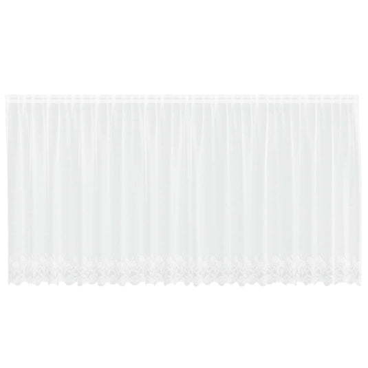 Vidaxl kantgordijn met gordijnen bloemen wit 140 x 500 cm polyester