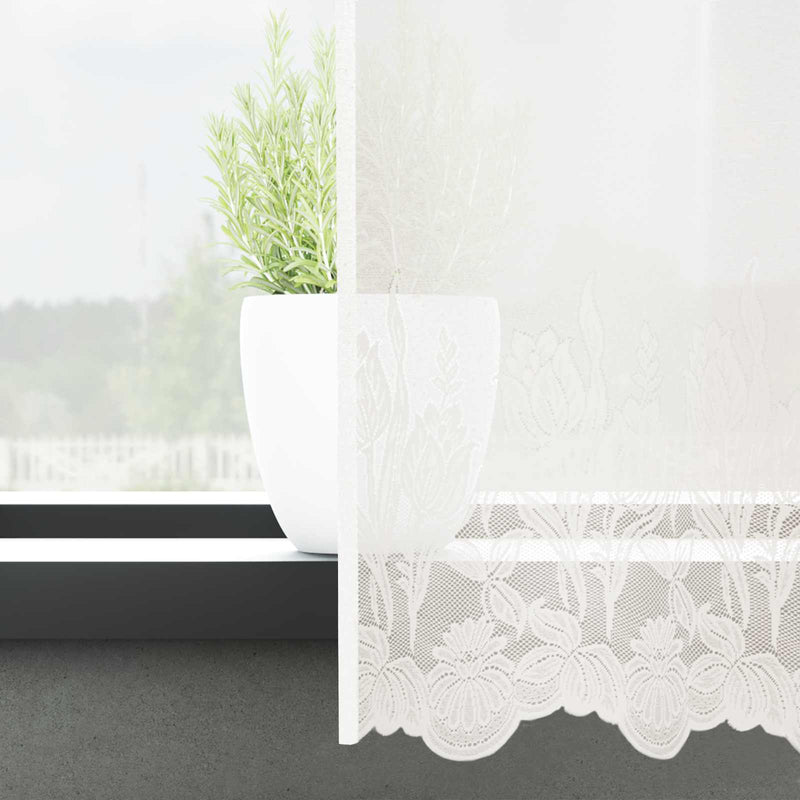 Load image into Gallery viewer, Vidaxl kantgordijn met gordijnen bloemen wit 160 x 500 cm polyester
