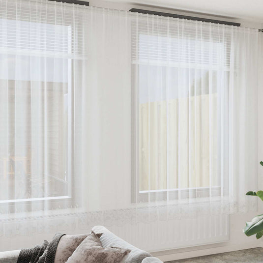 Vidaxl kantgordijn met gordijnen bloemen wit 300 x 500 cm polyester