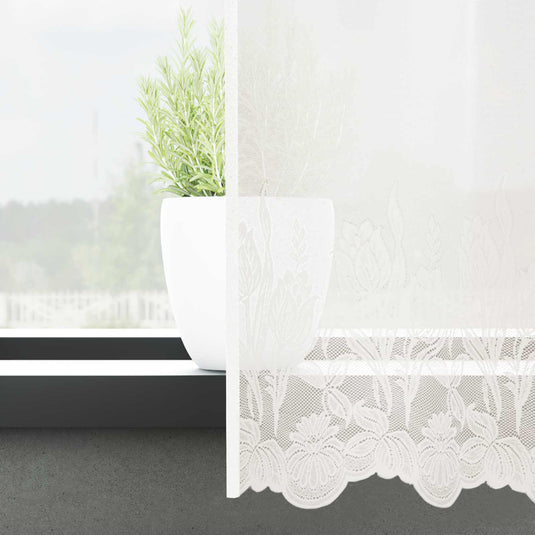 Vidaxl kantgordijn met gordijnen bloemen wit 220 x 600 cm polyester