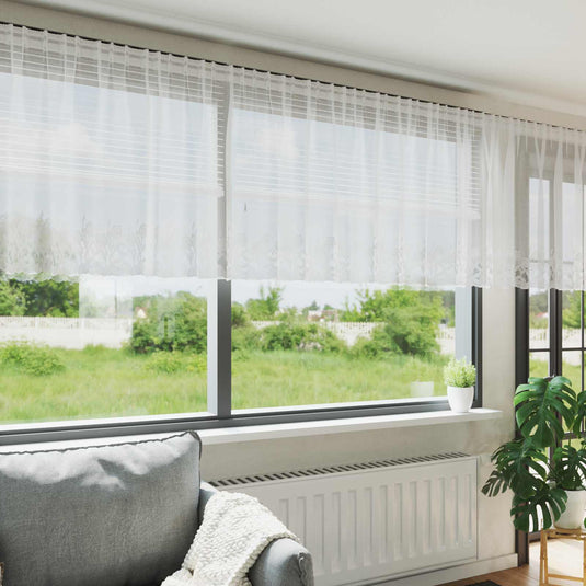 Vidaxl kantgordijn met gordijnen bloemen wit 100 x 1200 cm polyester